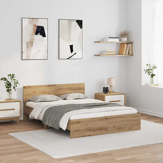 vidaXL Bed Frame Artisan Oak 140 x 190 cm Engineered Wood