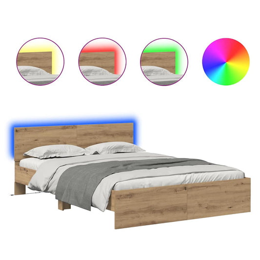 vidaXL Bed Frame Artisan Oak 140 x 190 cm Engineered Wood