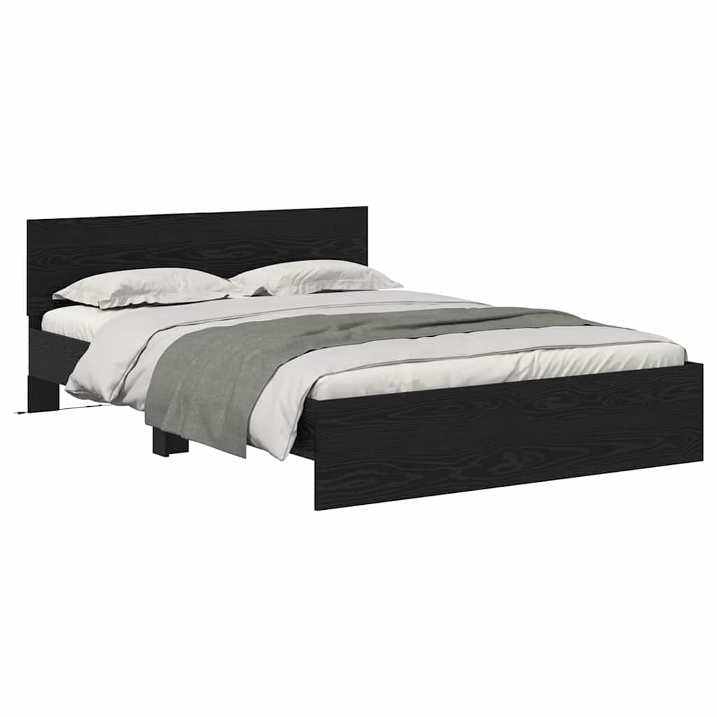 vidaXL Bed Frame with Headboard Black Oak 140 x 190 cm Engineered Wood