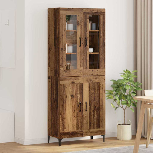 vidaXL Highboard Old Wood 69.5 x 34 x 180 cm Engineered Wood