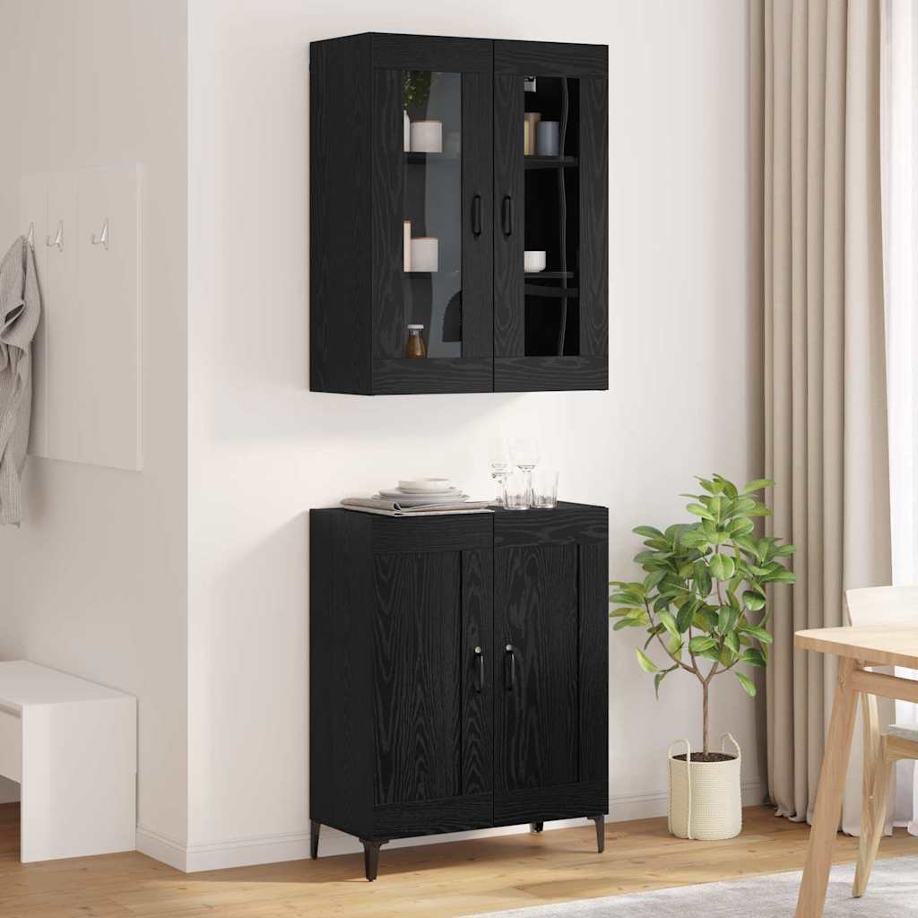 vidaXL Highboard Black Oak 69.5 x 34 x 180 cm Engineered Wood