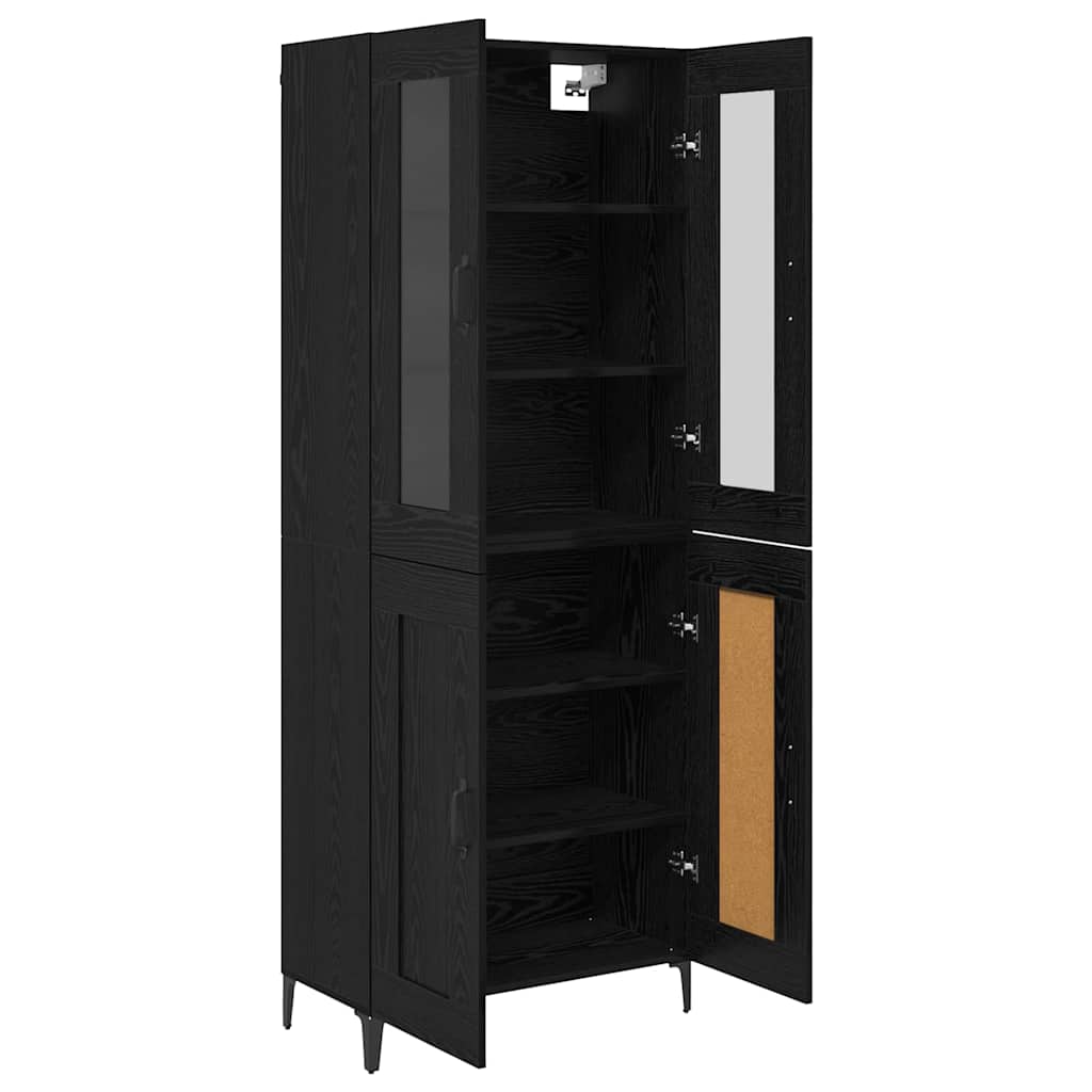 vidaXL Highboard Black Oak 69.5 x 34 x 180 cm Engineered Wood