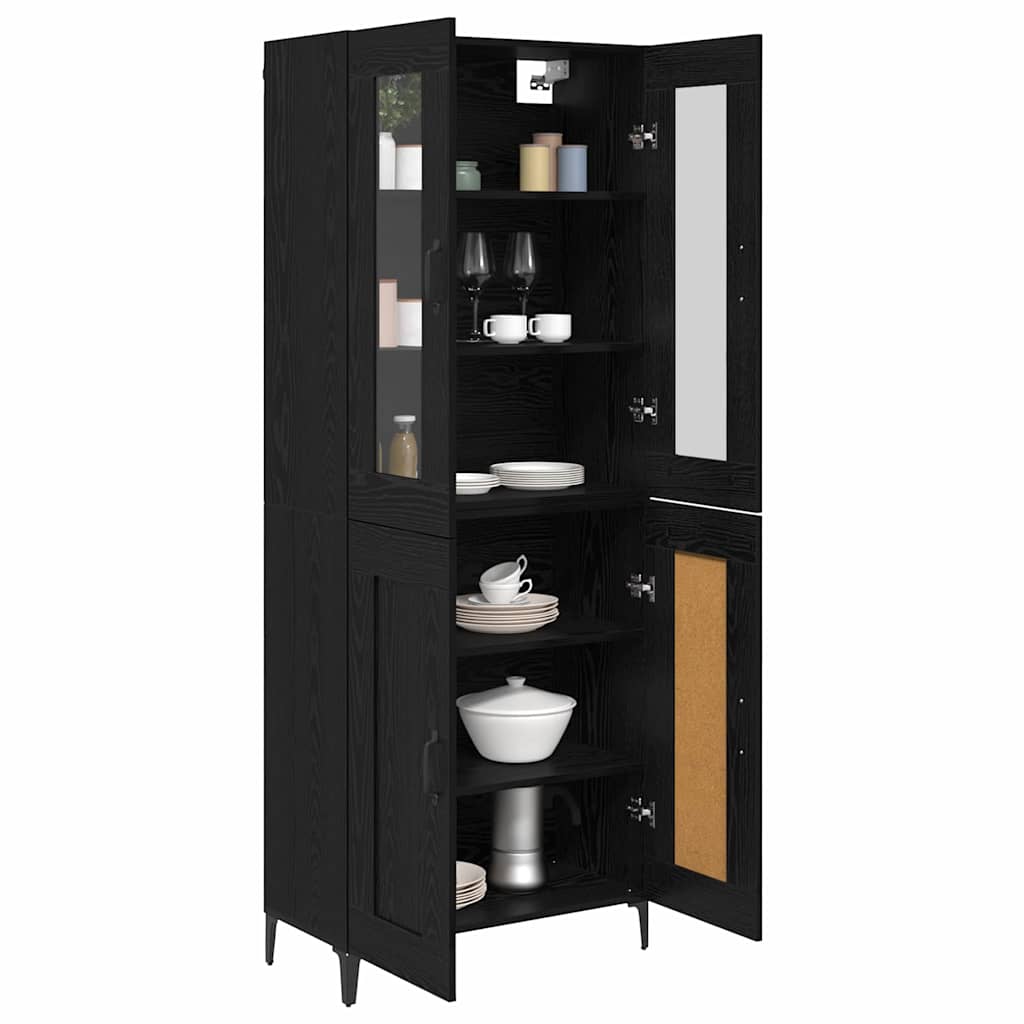 vidaXL Highboard Black Oak 69.5 x 34 x 180 cm Engineered Wood