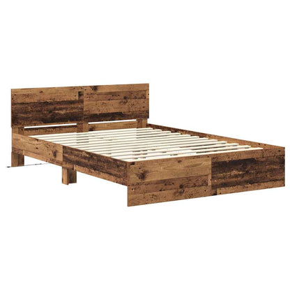 vidaXL Bed Frame with Headboard Old Wood 120 x 200 cm Engineered Wood