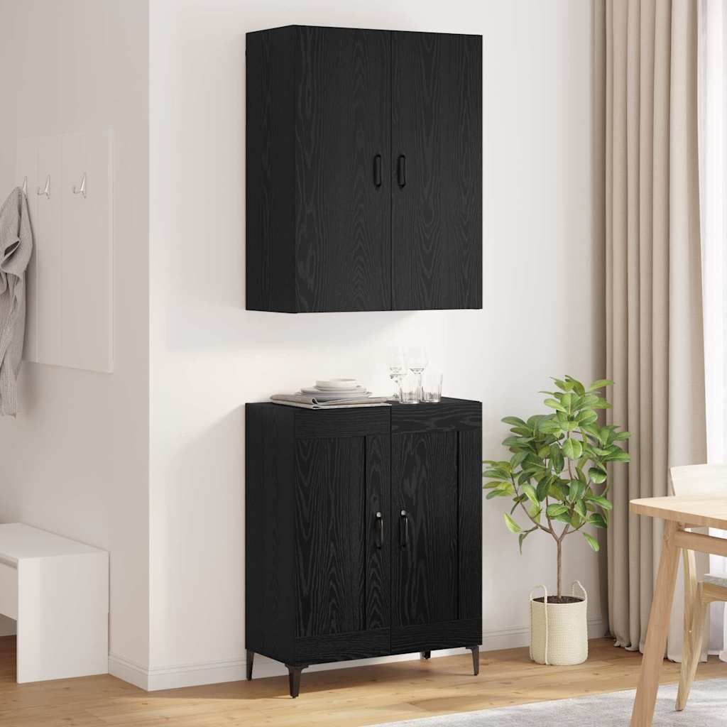 vidaXL Highboard Black Oak 69.5 x 34 x 180 cm Engineered Wood