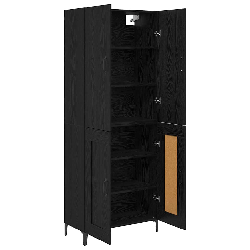 vidaXL Highboard Black Oak 69.5 x 34 x 180 cm Engineered Wood