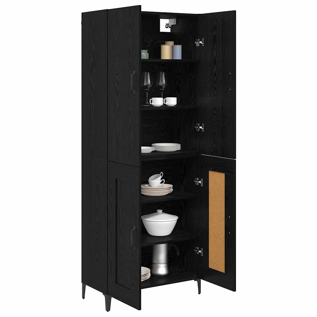 vidaXL Highboard Black Oak 69.5 x 34 x 180 cm Engineered Wood