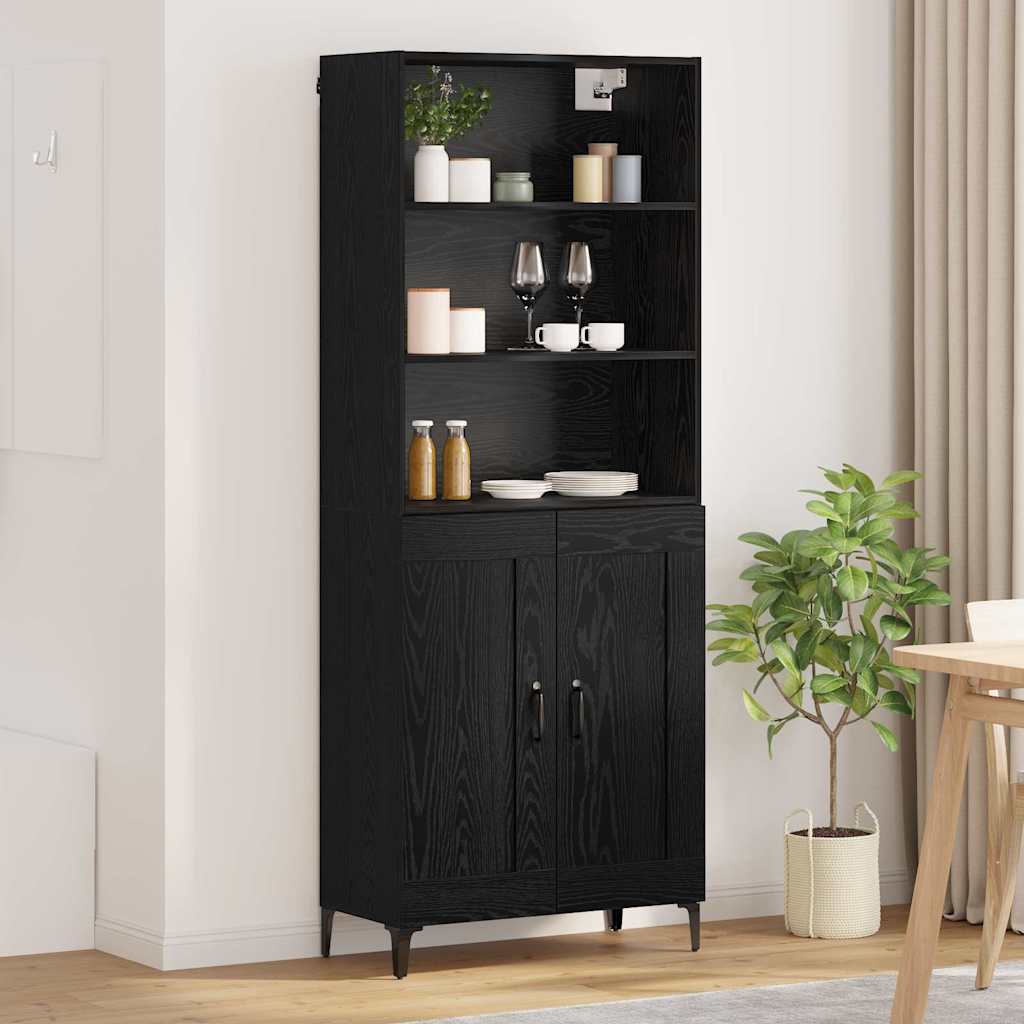 vidaXL Highboard 2 pcs Black oak Engineered Wood