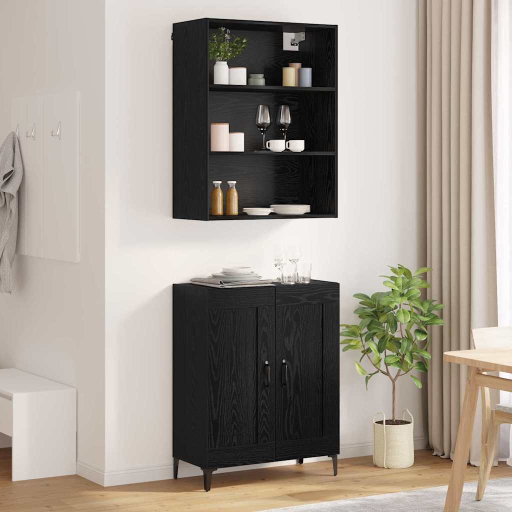 vidaXL Highboard 2 pcs Black oak Engineered Wood