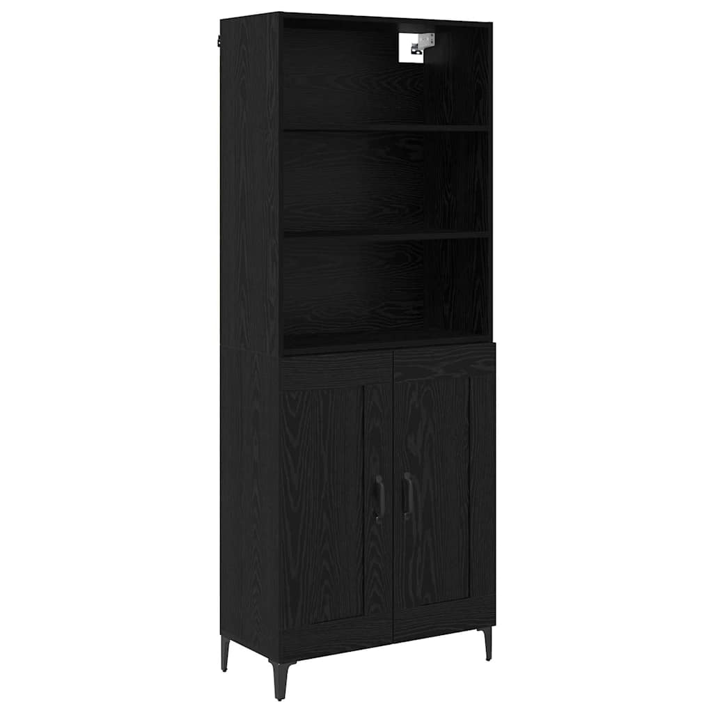 vidaXL Highboard 2 pcs Black oak Engineered Wood