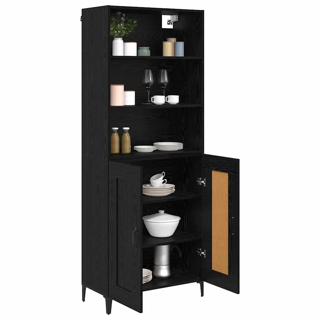 vidaXL Highboard 2 pcs Black oak Engineered Wood
