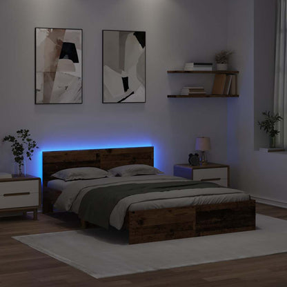 vidaXL Bed Frame with Headboard Old Wood 120 x 190 cm Engineered Wood