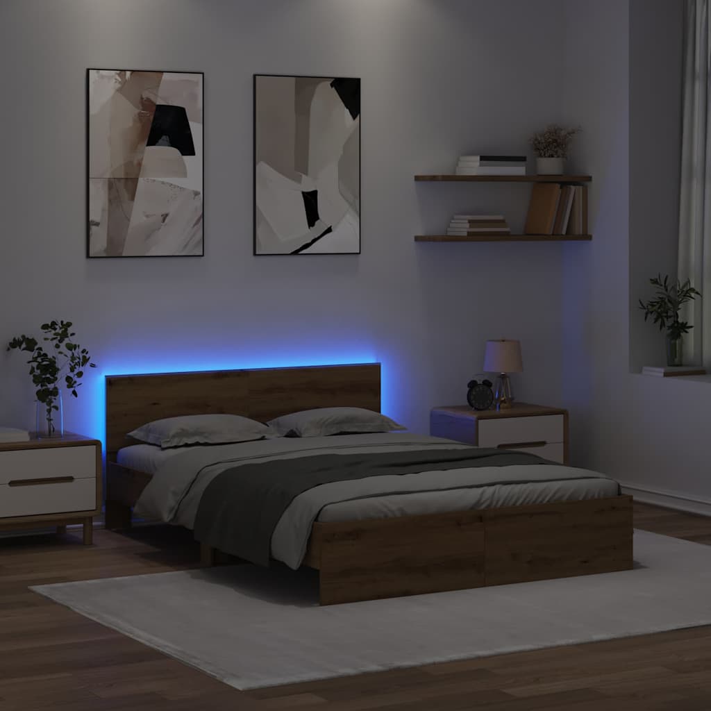 vidaXL Bed Frame Artisan Oak 120 x 190 cm Engineered Wood
