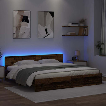 vidaXL Bed Frame with Headboard Old Wood 180 x 200 cm Engineered Wood