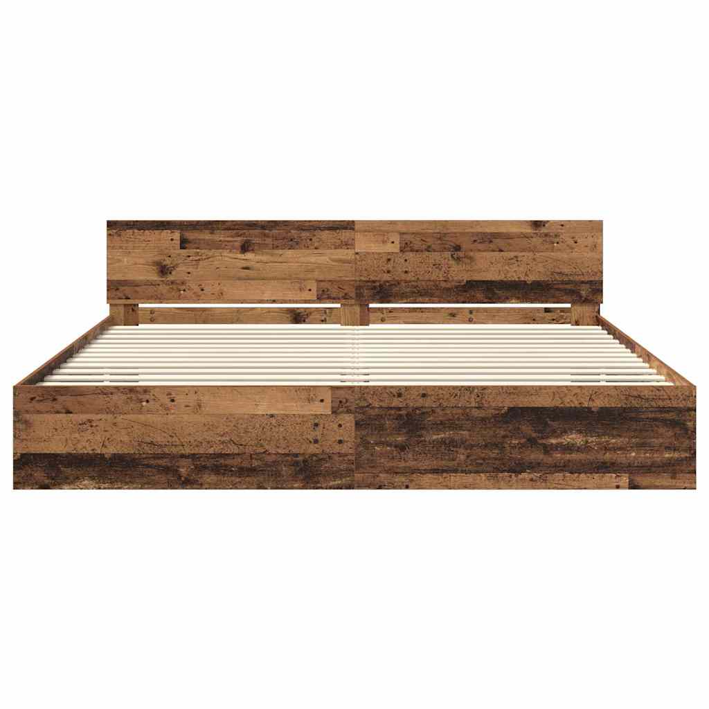 vidaXL Bed Frame with Headboard Old Wood 180 x 200 cm Engineered Wood