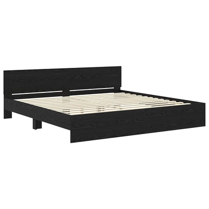 vidaXL Bed Frame with Headboard Black Oak 180 x 200 cm Engineered Wood