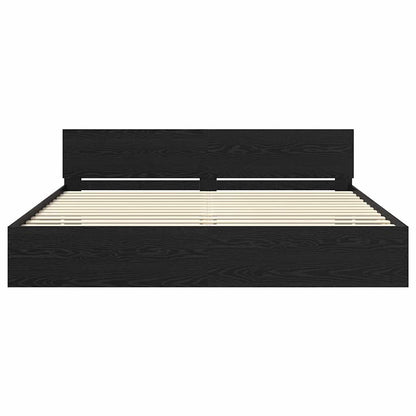 vidaXL Bed Frame with Headboard Black Oak 180 x 200 cm Engineered Wood