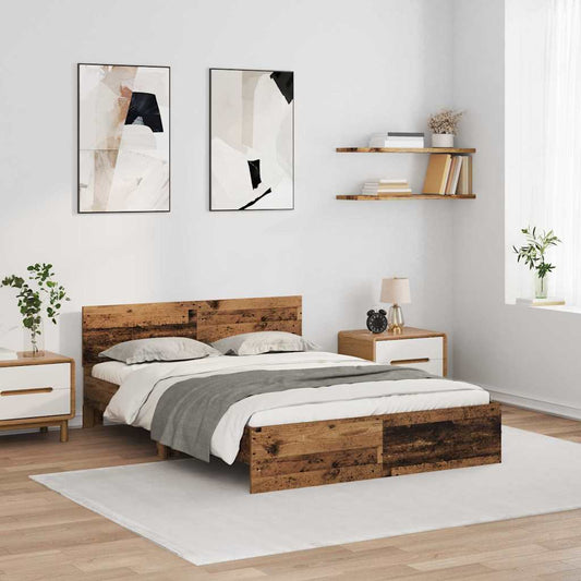 vidaXL Bed Frame with Headboard Old Wood 140 x 200 cm Engineered Wood