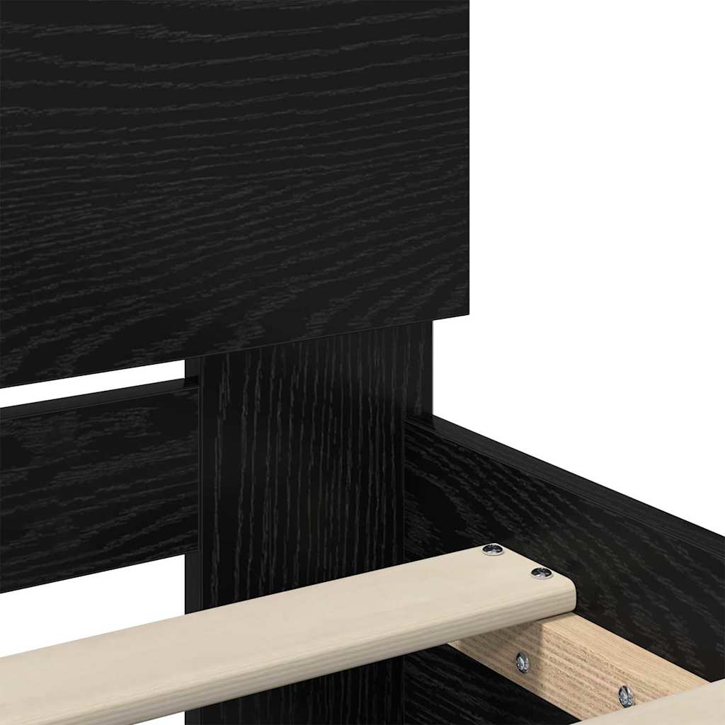 vidaXL Bed Frame with Headboard Black Oak 140 x 200 cm Engineered Wood