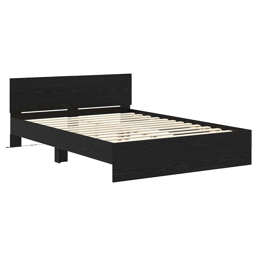 vidaXL Bed Frame with Headboard Black Oak 140 x 200 cm Engineered Wood