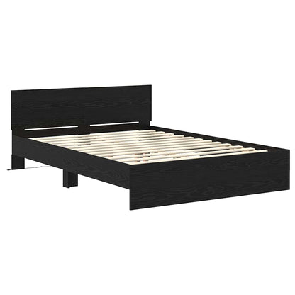 vidaXL Bed Frame with Headboard Black Oak 140 x 200 cm Engineered Wood