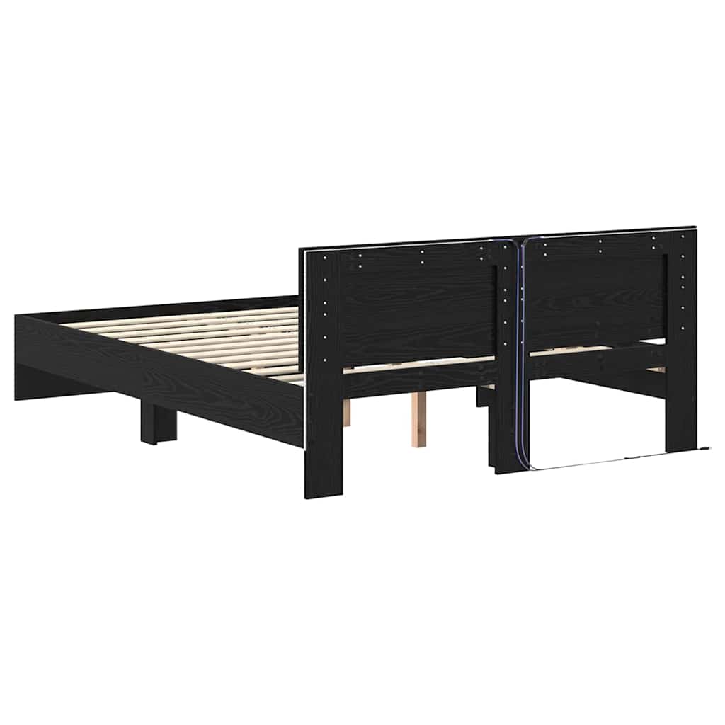 vidaXL Bed Frame with Headboard Black Oak 140 x 200 cm Engineered Wood