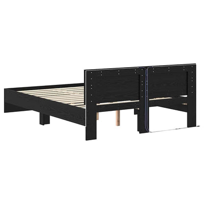 vidaXL Bed Frame with Headboard Black Oak 140 x 200 cm Engineered Wood