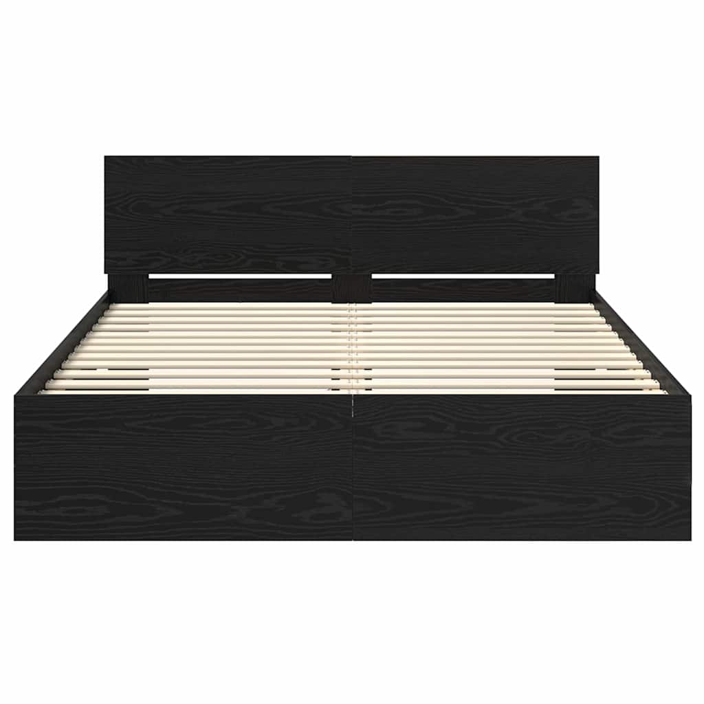 vidaXL Bed Frame with Headboard Black Oak 140 x 200 cm Engineered Wood