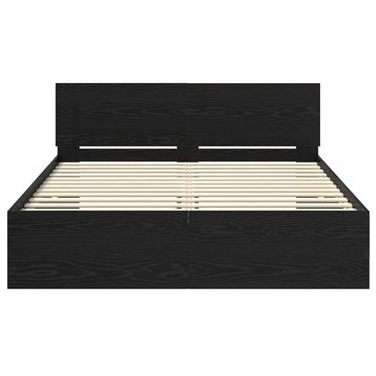 vidaXL Bed Frame with Headboard Black Oak 140 x 200 cm Engineered Wood