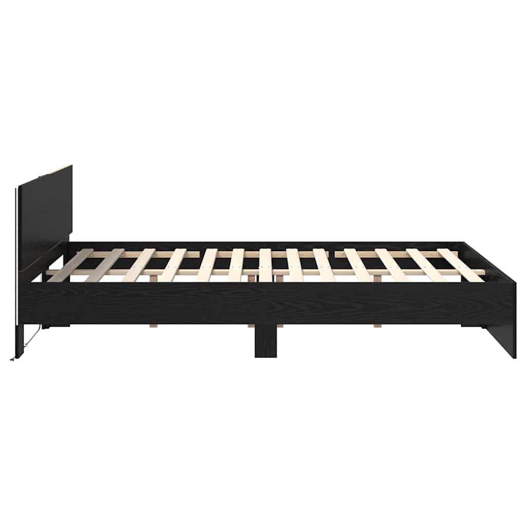 vidaXL Bed Frame with Headboard Black Oak 140 x 200 cm Engineered Wood