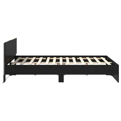 vidaXL Bed Frame with Headboard Black Oak 140 x 200 cm Engineered Wood