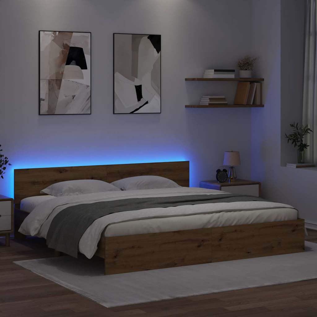 vidaXL Bed Frame Artisan Oak 200 x 200 cm Engineered Wood