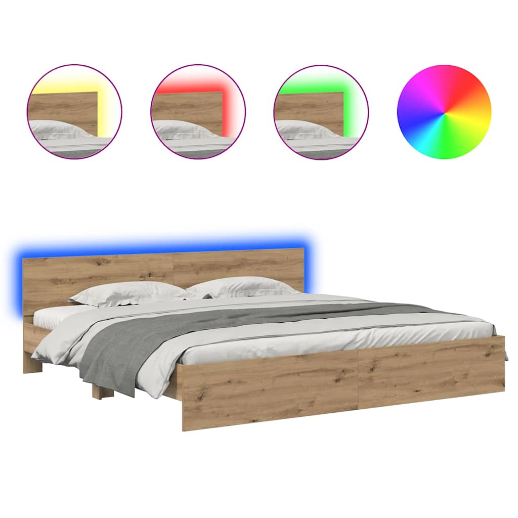 vidaXL Bed Frame Artisan Oak 200 x 200 cm Engineered Wood