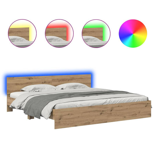 vidaXL Bed Frame Artisan Oak 200 x 200 cm Engineered Wood