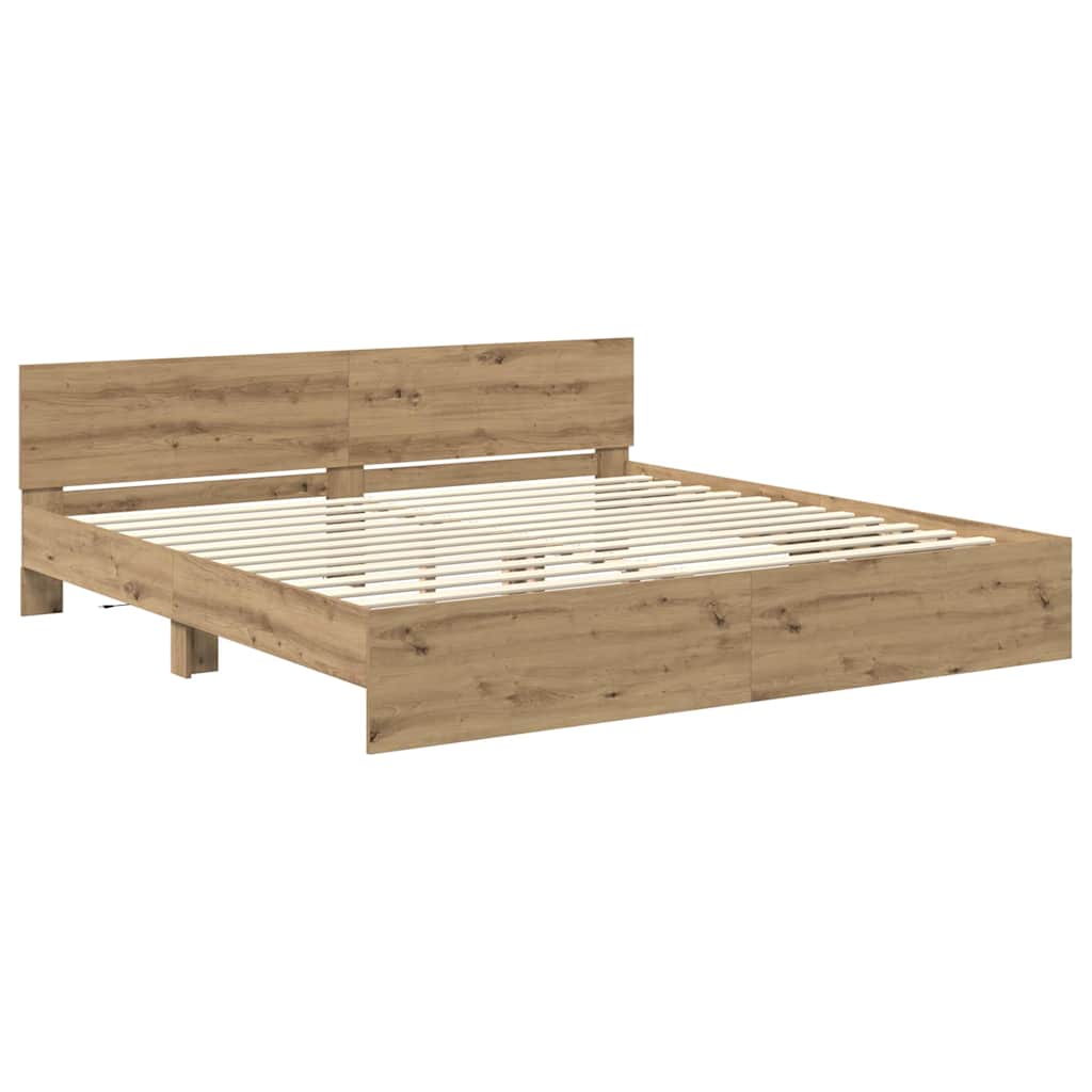 vidaXL Bed Frame Artisan Oak 200 x 200 cm Engineered Wood