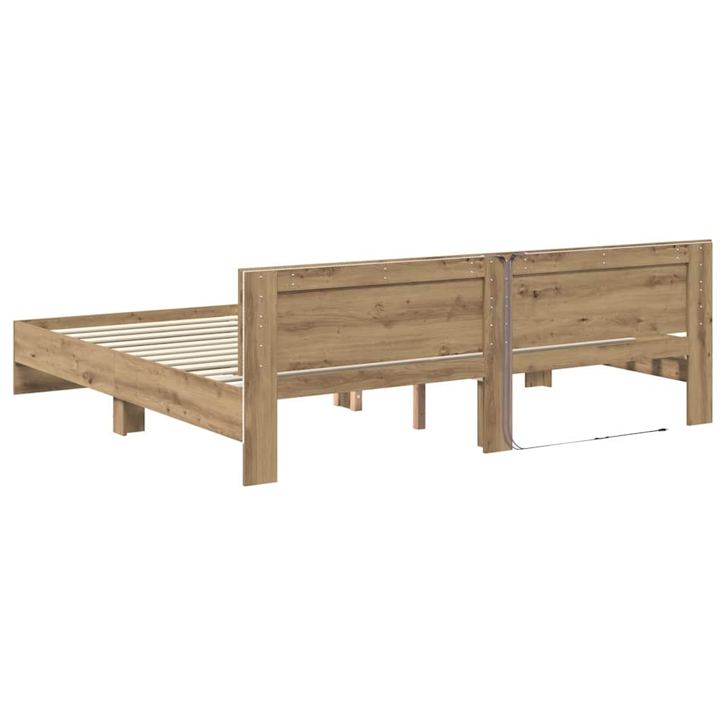 vidaXL Bed Frame Artisan Oak 200 x 200 cm Engineered Wood
