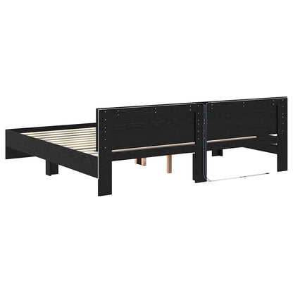 vidaXL Bed Frame with Headboard Black Oak 200 x 200 cm Engineered Wood