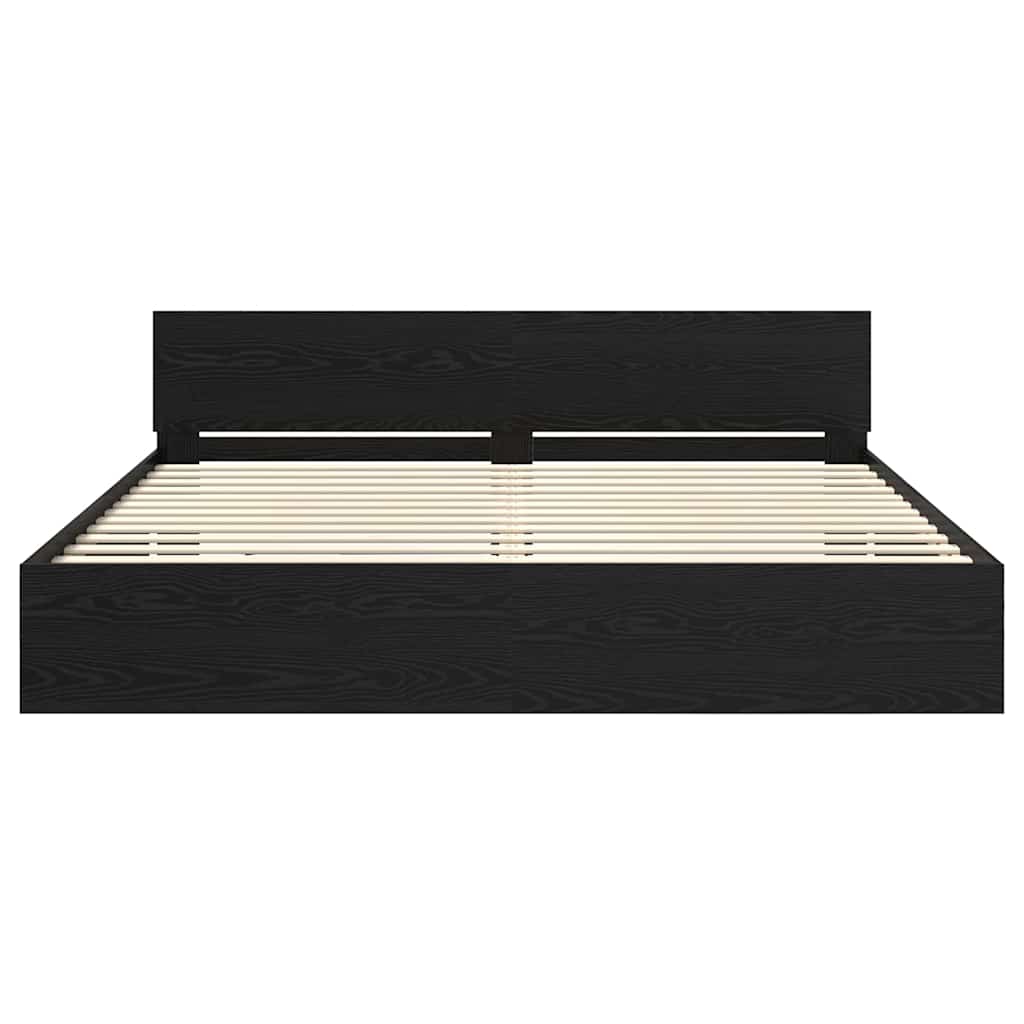 vidaXL Bed Frame with Headboard Black Oak 200 x 200 cm Engineered Wood