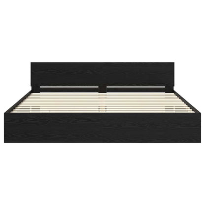 vidaXL Bed Frame with Headboard Black Oak 200 x 200 cm Engineered Wood