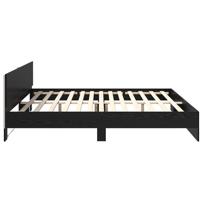 vidaXL Bed Frame with Headboard Black Oak 200 x 200 cm Engineered Wood