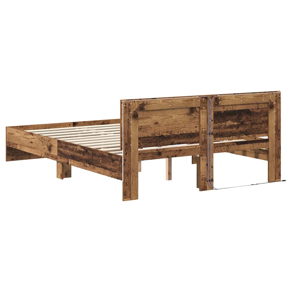 vidaXL Bed Frame with Headboard Old Wood 150 x 200 cm Engineered Wood
