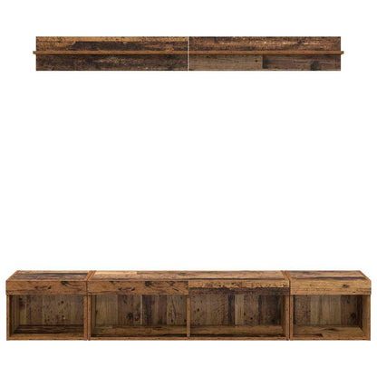 vidaXL TV Wall Cabinet Set with LED 5 pcs Old Wood Engineered Wood