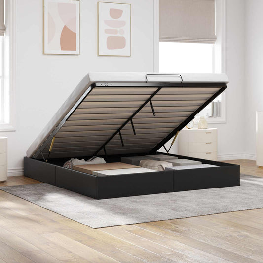 vidaXL Ottoman Bed Frame Black King Size Faux Leather