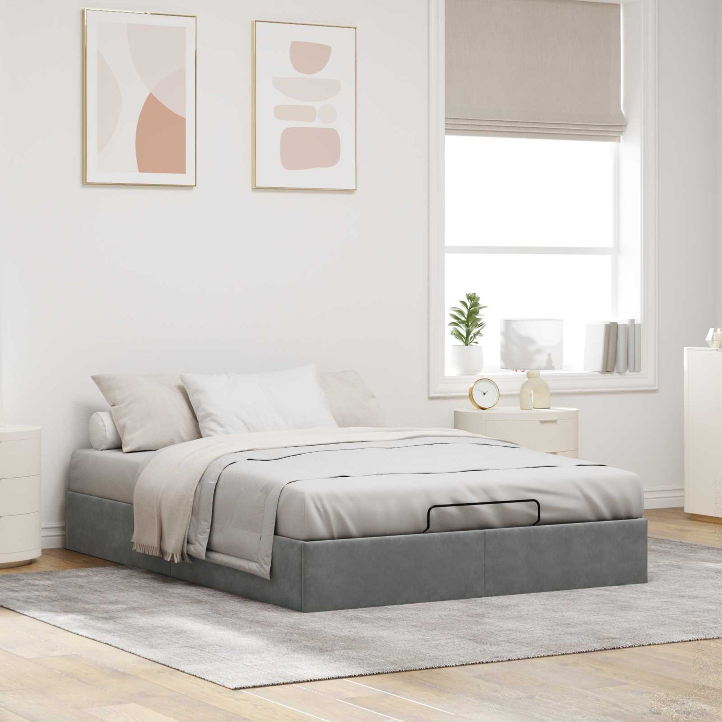vidaXL Ottoman Bed Frame Dark Grey Full Size Velvet