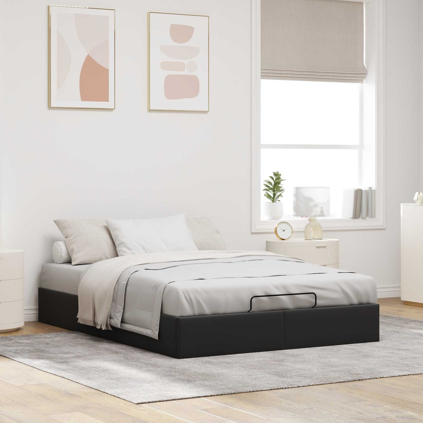 vidaXL Ottoman Bed Frame Black Queen Size Velvet