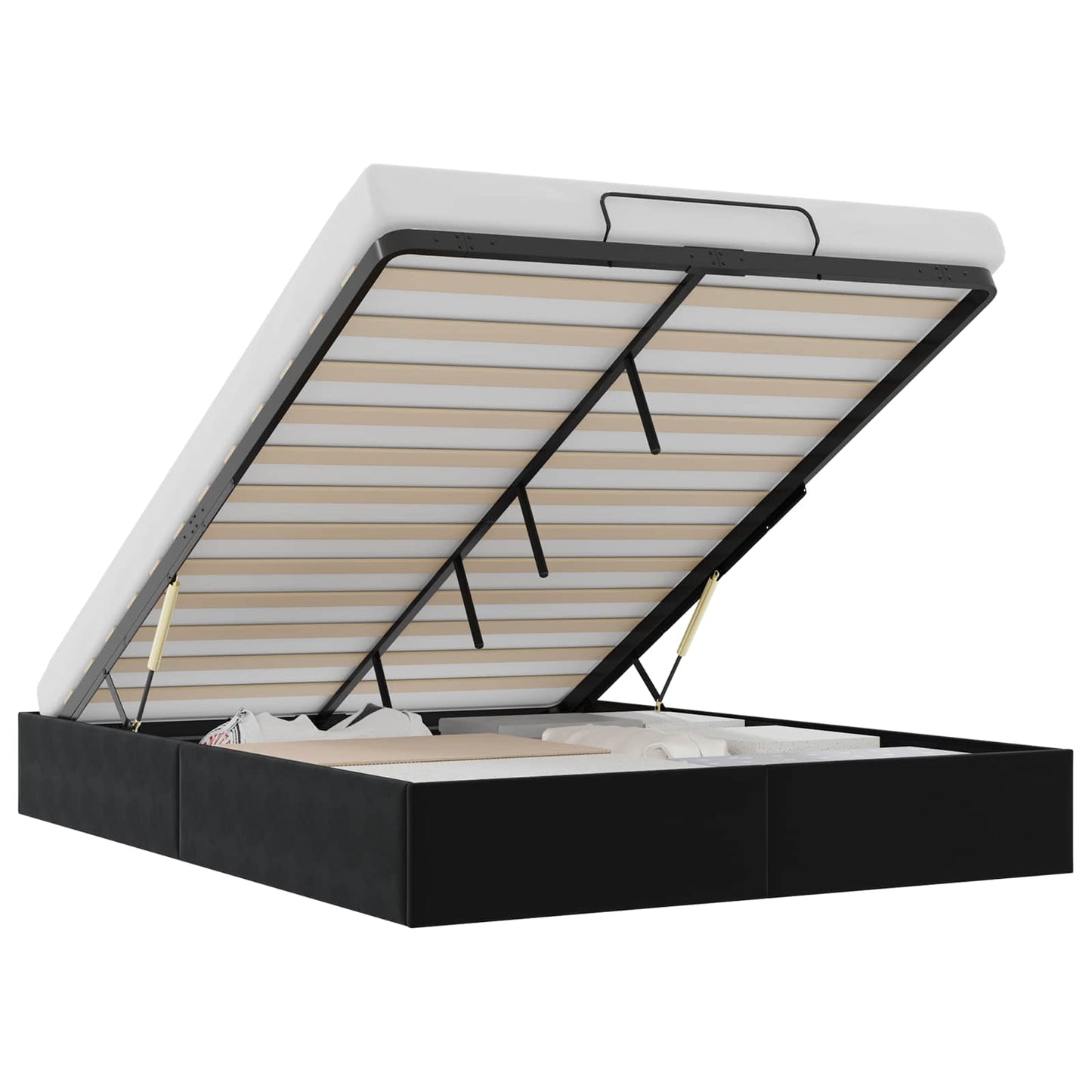 vidaXL Ottoman Bed Frame Black Queen Size Velvet