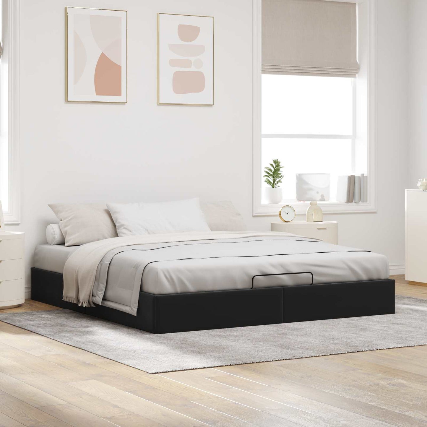 vidaXL Ottoman Bed Frame Black King Size Velvet
