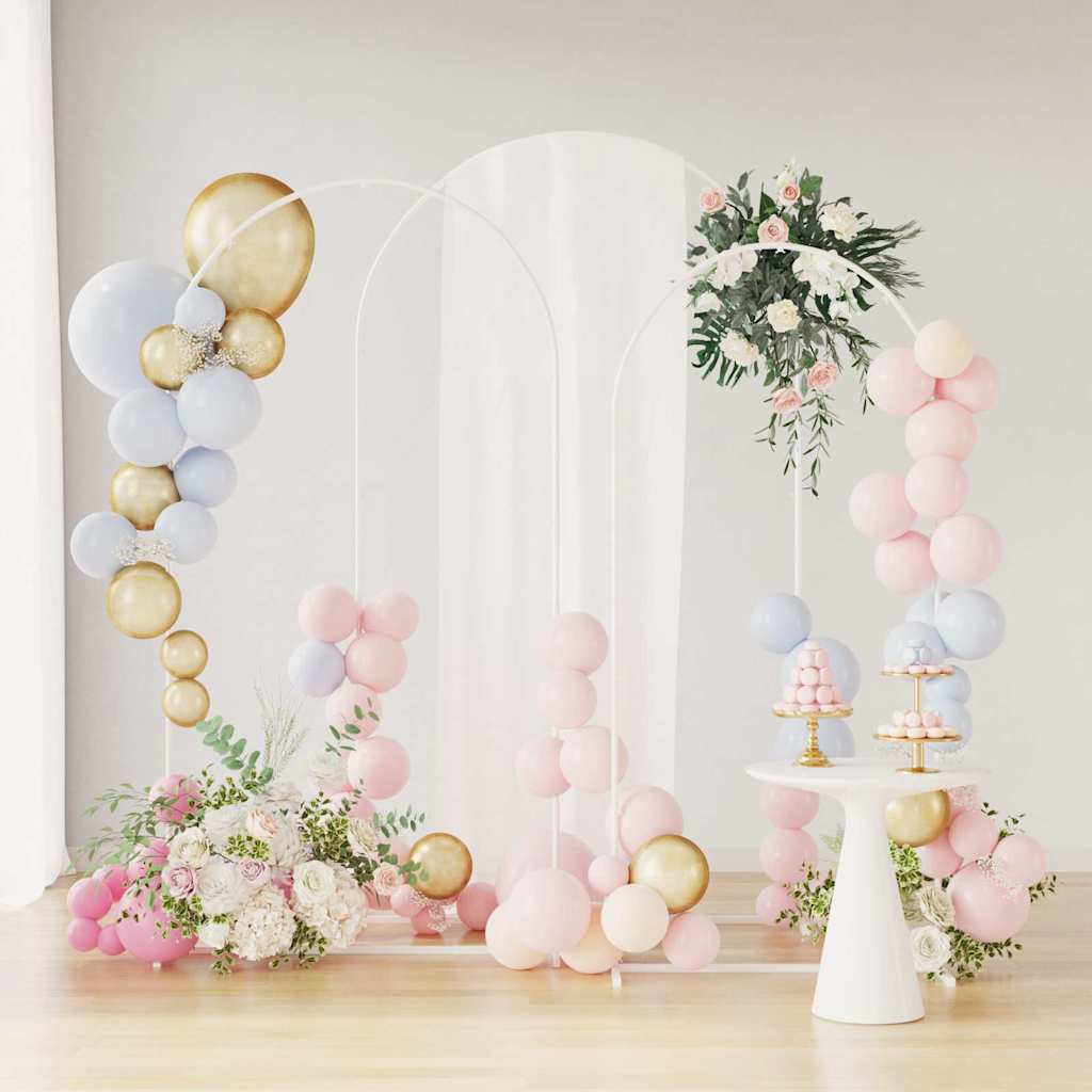 vidaXL Wedding Arch 3 pcs White Steel