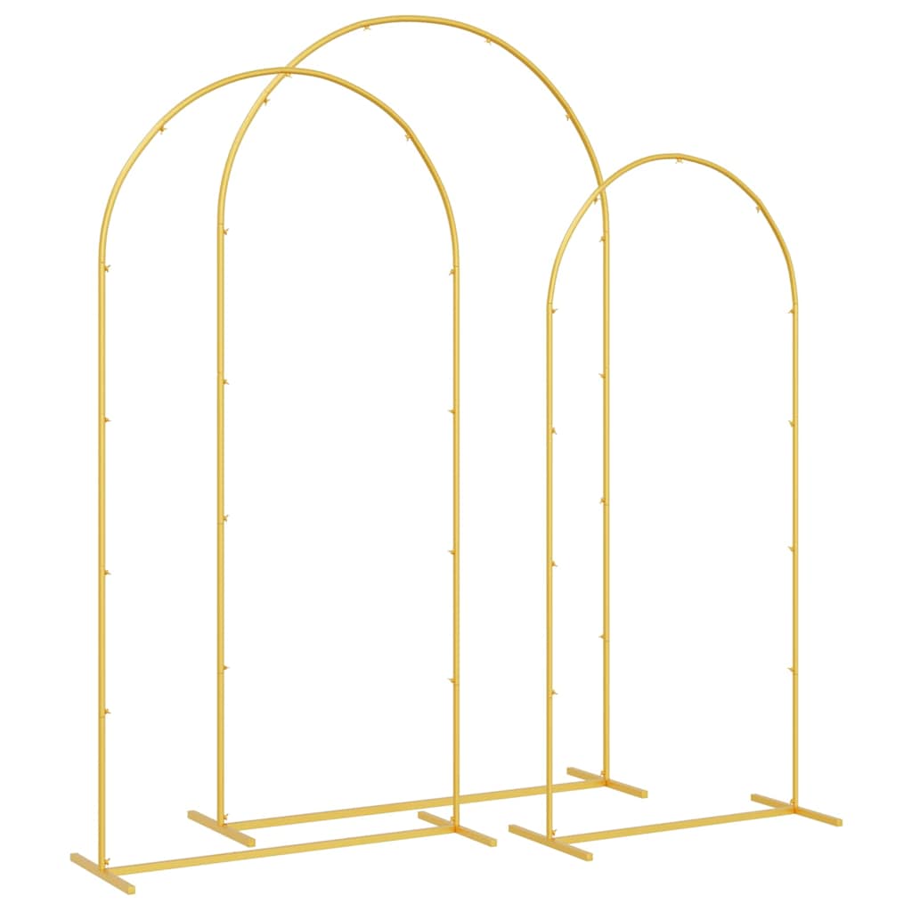 vidaXL Wedding Arch 3 pcs Gold Steel