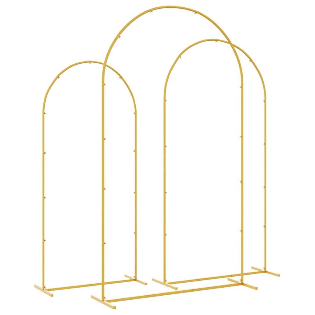 vidaXL Wedding Arch 3 pcs Gold Steel